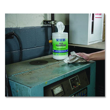 All Purpose Cleaning Wipes, 9 x 12, Citrus Scent, White, 80 Wipes/Canister, 6 Canisters/Carton