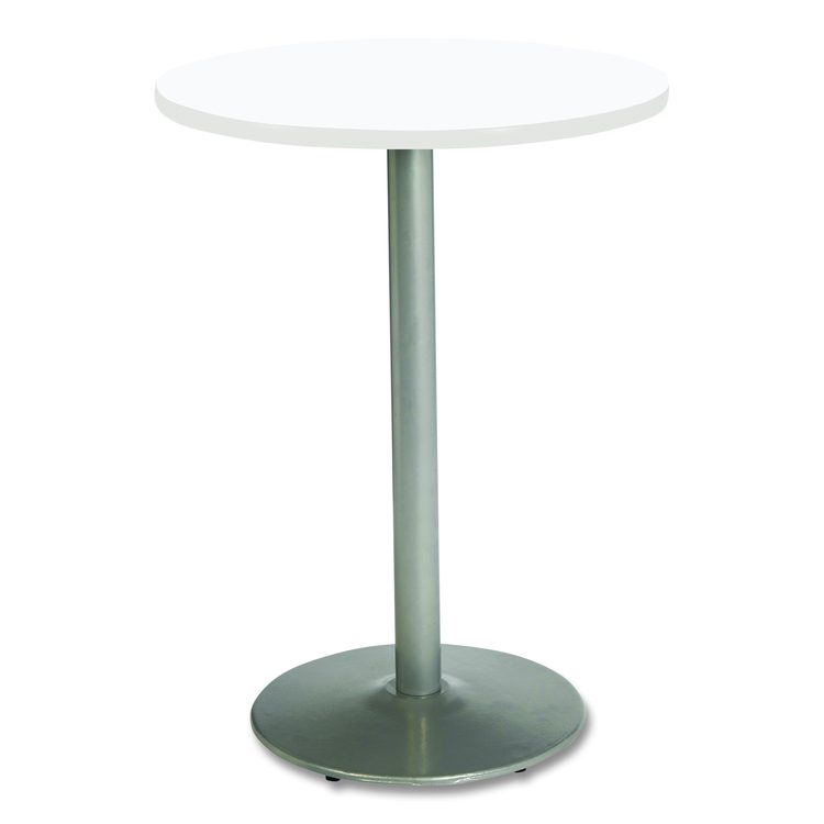 Pedestal Bistro Table with Four Yellow Kool Series Barstools, Round, 36"Dia x 41h, Designer White