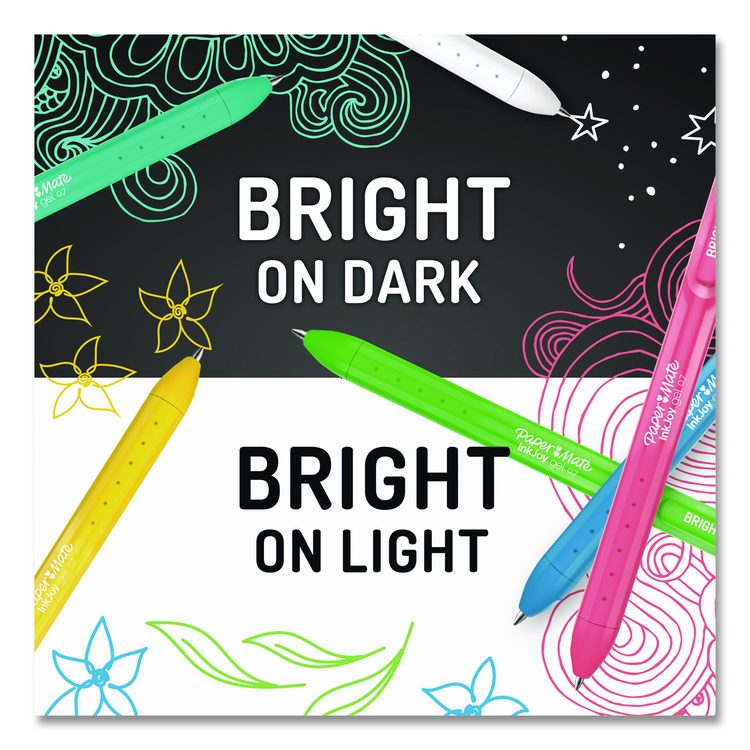 InkJoy Gel Bright Gel Pen, Retractable, Medium 0.7 mm, Assorted Ink and Barrel Colors, 6/Pack