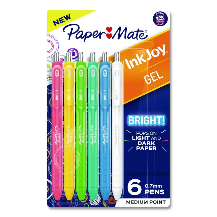InkJoy Gel Bright Gel Pen, Retractable, Medium 0.7 mm, Assorted Ink and Barrel Colors, 6/Pack