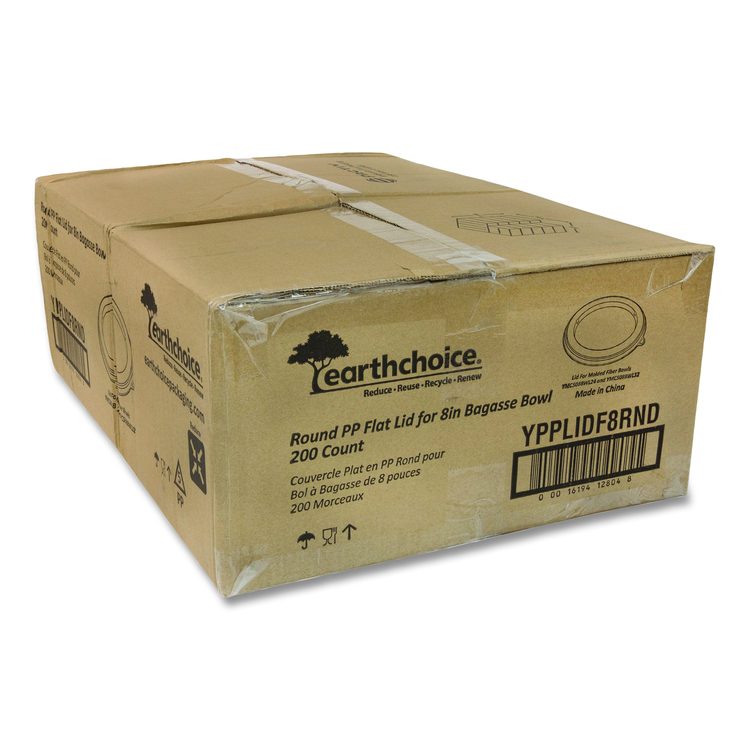 EarthChoice PP Lid for Fiber Blend Bowl, 8" Diameter, Clear, Plastic, 200/Carton