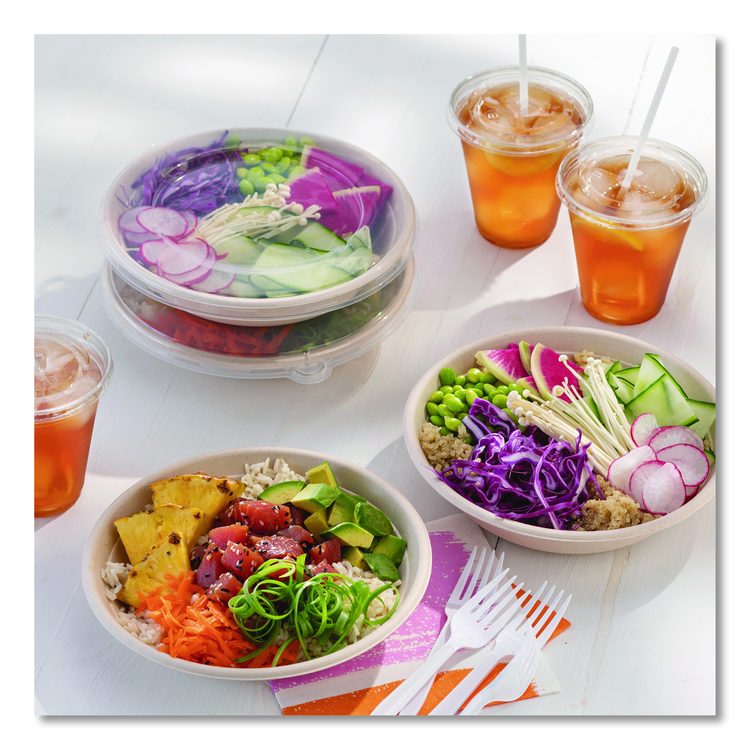 EarthChoice PP Lid for Fiber Blend Bowl, 8" Diameter, Clear, Plastic, 200/Carton