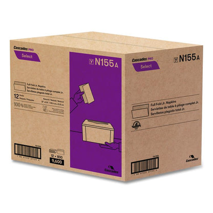 Select Full Fold II Napkins, 1-Ply, 12 x 8.5, White, 800/Pack, 12 Packs/Carton