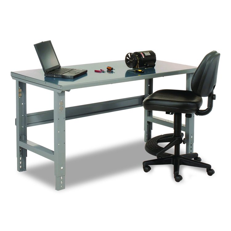 Standard Duty Steel Top Adjustable Height Workbench, 2,000 lbs, 60 x 30 x 30.88 to 36.88, Gray