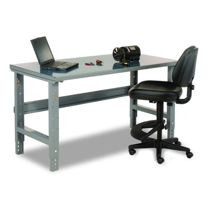 Standard Duty Steel Top Adjustable Height Workbench, 2,000 lbs, 60 x 30 x 30.88 to 36.88, Gray