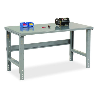 Standard Duty Steel Top Adjustable Height Workbench, 2,000 lbs, 60 x 30 x 30.88 to 36.88, Gray