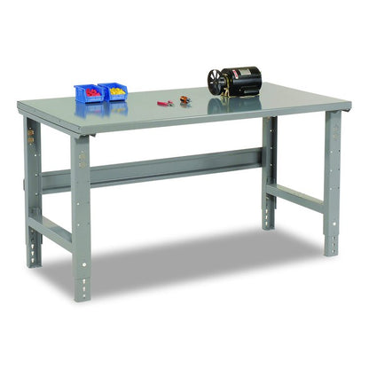 Standard Duty Steel Top Adjustable Height Workbench, 2,000 lbs, 72 x 30 x 30.88 to 36.88, Gray