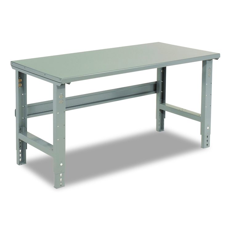 Standard Duty Steel Top Adjustable Height Workbench, 2,000 lbs, 72 x 30 x 30.88 to 36.88, Gray