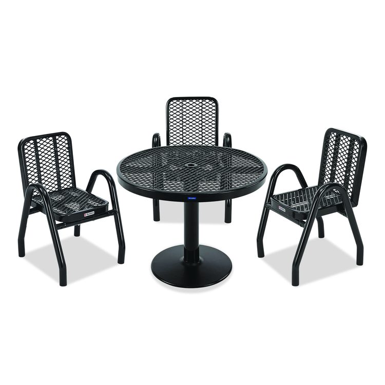 Outdoor Dining Set, Round, 36" dia x 29"h, Black Top, Black Base/Legs