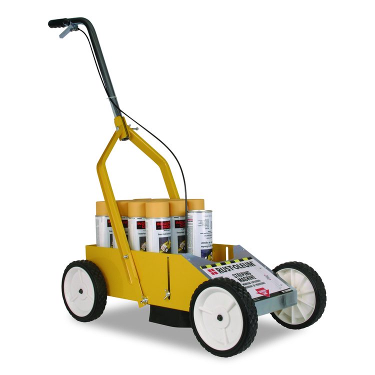 Professional Striping Machine, Accommodates Up to 13 Standard Inverted Striping Paint Spray Cans, Yellow
