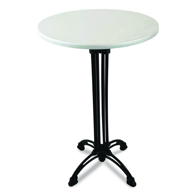 Topalit Tables, Round, 24" dia x 42"h, Silver Top, Black Aluminum Base/Legs