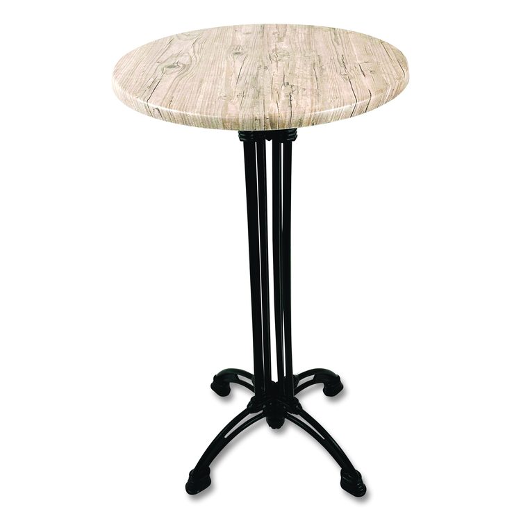 Topalit Tables, Round, 24" dia x 42"h, Washington Pine Top, Black Aluminum Base/Legs