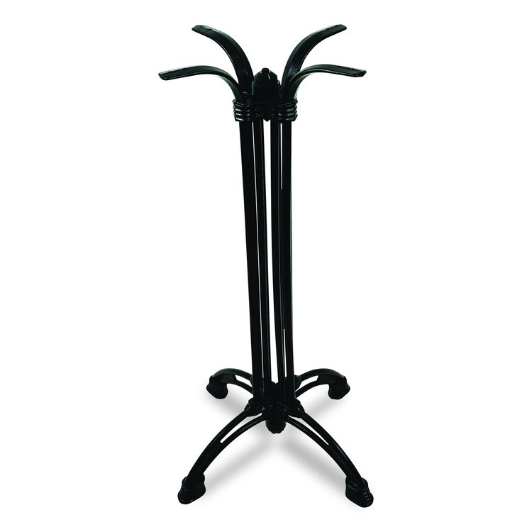 Topalit Tables, Round, 24" dia x 42"h, Teak Top, Black Aluminum Base/Legs