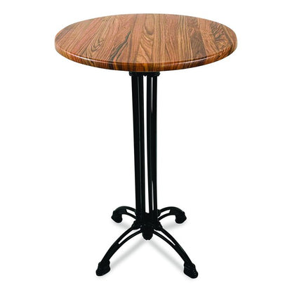 Topalit Tables, Round, 24" dia x 42"h, Teak Top, Black Aluminum Base/Legs
