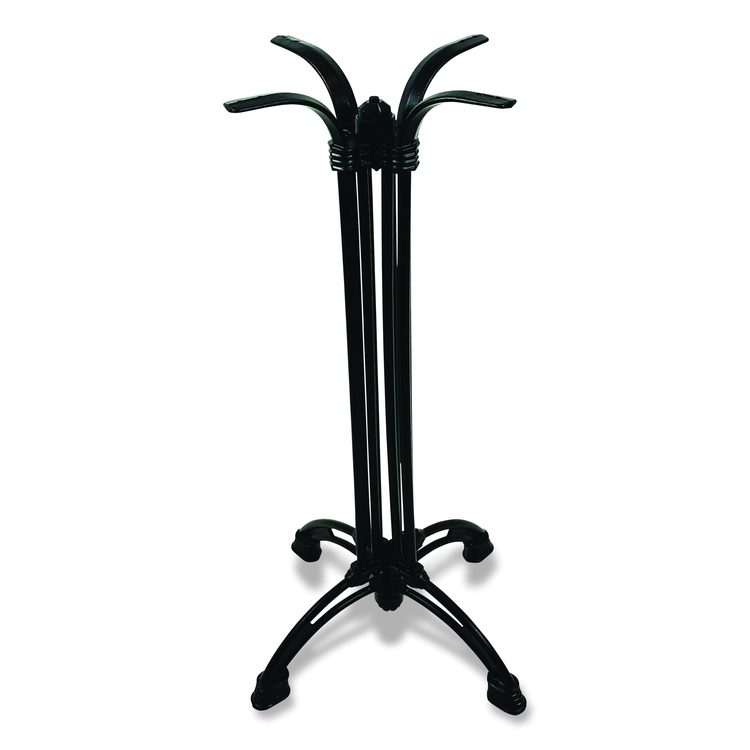 Topalit Tables, Round, 24" dia x 44"h, Brushed Silver Top, Black Iron Base/Legs