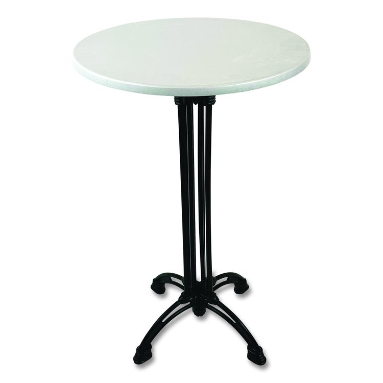 Topalit Tables, Round, 24" dia x 44"h, Brushed Silver Top, Black Iron Base/Legs