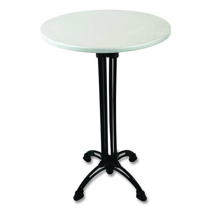 Topalit Tables, Round, 24" dia x 44"h, Brushed Silver Top, Black Iron Base/Legs
