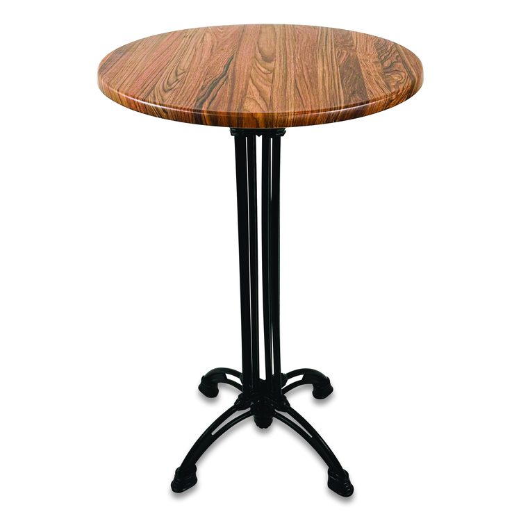 Topalit Tables, Round, 24" dia x 44"h, Teak Top, Black Iron Base/Legs
