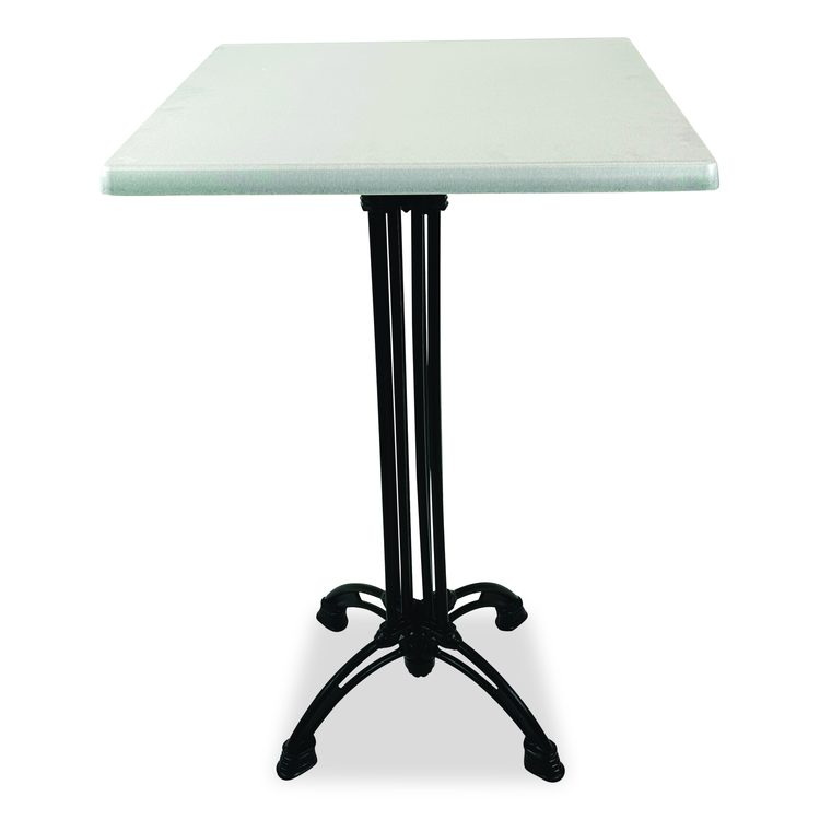 Topalit Tables, Square, 32 x 32 x 44, Brushed Silver Top, Black Iron Base/Legs