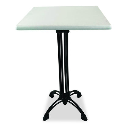Topalit Tables, Square, 32 x 32 x 44, Brushed Silver Top, Black Iron Base/Legs