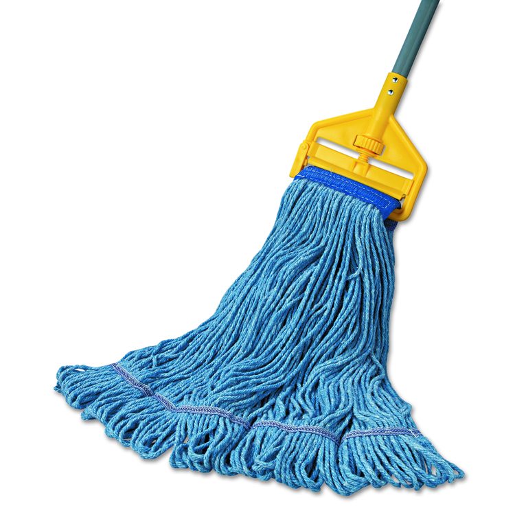 Super Loop Wet Mop Head, Cotton/Synthetic Fiber, 5" Headband, X-Large Size, Blue, 12/Carton