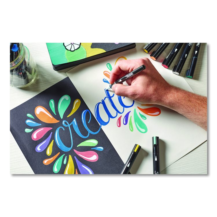 Creative Markers, Fine Brush Tip, Assorted Colors, 12/Pack