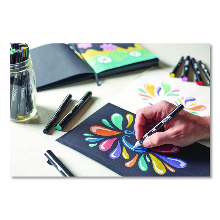 Creative Markers, Fine Brush Tip, Assorted Colors, 12/Pack