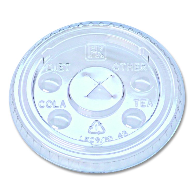 Kal-Clear/Nexclear Drink Cup Lids, X-Style Straw Slot/Flavor Buttons, Fits 9 oz to 10 oz Cold Cups, Plastic, Clear, 2,500/CT