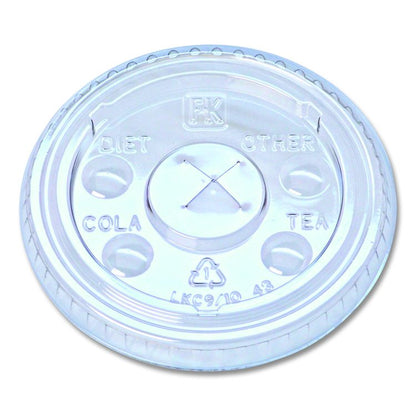 Kal-Clear/Nexclear Drink Cup Lids, X-Style Straw Slot/Flavor Buttons, Fits 9 oz to 10 oz Cold Cups, Plastic, Clear, 2,500/CT