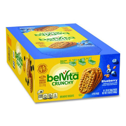 belVita Breakfast Biscuits, 1.76 oz Pack, Blueberry, 8 Packs/Box, 8 Boxes/Carton