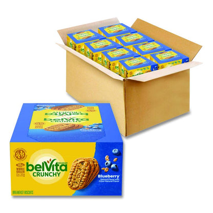 belVita Breakfast Biscuits, 1.76 oz Pack, Blueberry, 8 Packs/Box, 8 Boxes/Carton