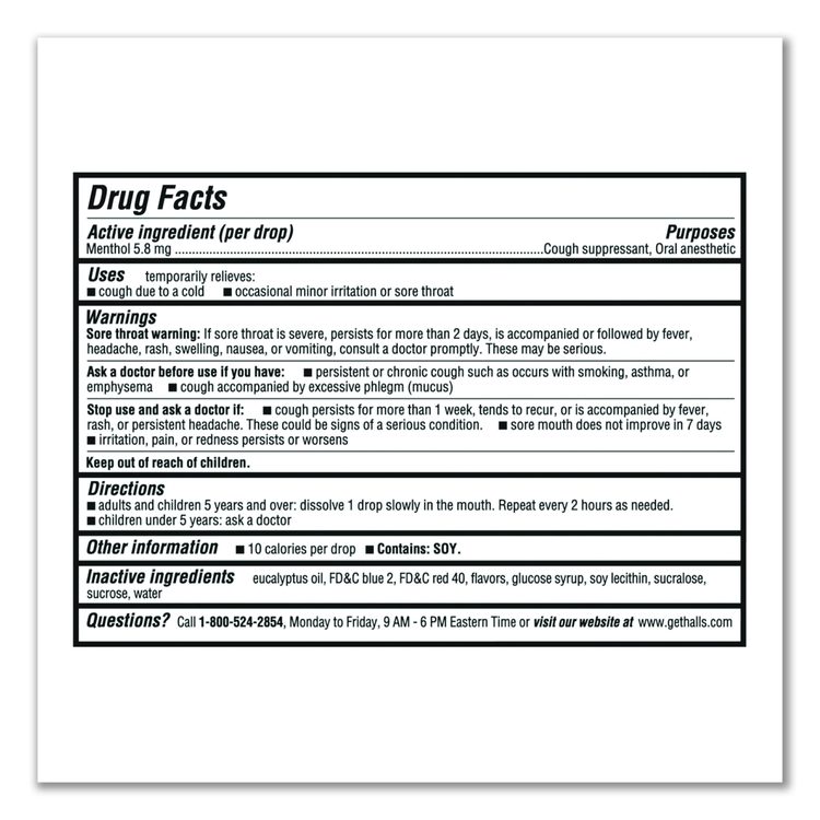 Triple Action Cough Drops, Cherry, 30/Bag, 12 Bags/Box