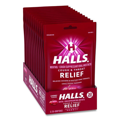Triple Action Cough Drops, Cherry, 30/Bag, 12 Bags/Box