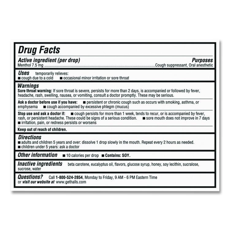 Triple Action Cough Drops, Honey-Lemon, 30/Bag, 12 Bags/Box