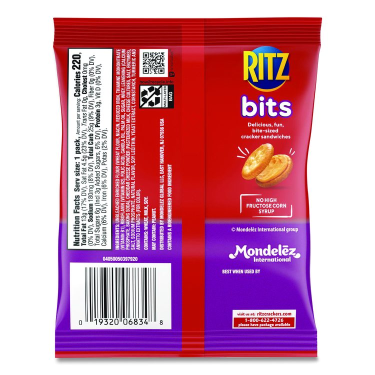 Ritz Bits, Cheese, 1.5 oz Packs, 60/Carton