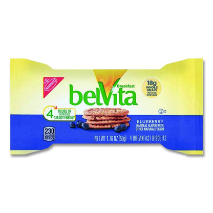 belVita Breakfast Biscuits, Blueberry, 1.76 oz Pack, 8/Box