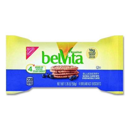 belVita Breakfast Biscuits, 1.76 oz Pack, Blueberry, 8 Packs/Box, 8 Boxes/Carton