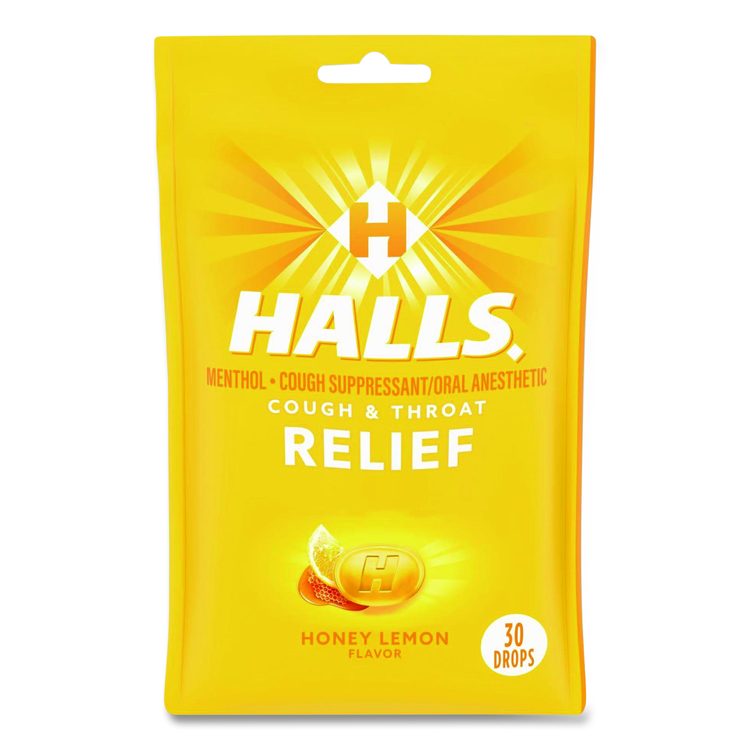 Triple Action Cough Drops, Honey-Lemon, 30/Bag, 12 Bags/Box