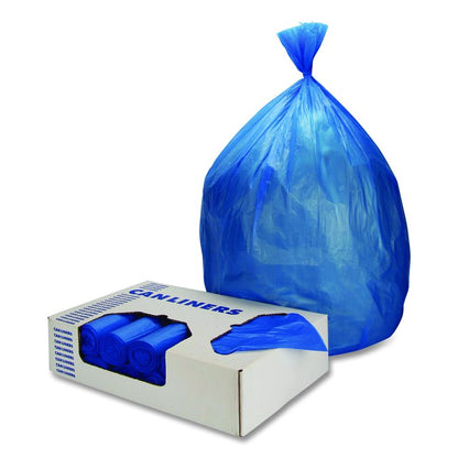 High-Density Waste Can Liners, 23 gal, 14 mic, 30" x 43", Blue, 25 Bags/Roll, 10 Rolls/Carton