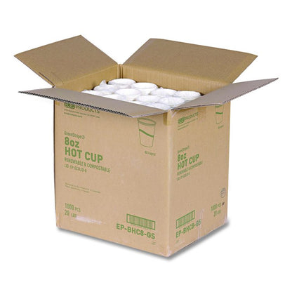 GreenStripe Renewable and Compostable Hot Cups, 8 oz, Paper, White/Green, 50/Pack, 20 Packs/Carton