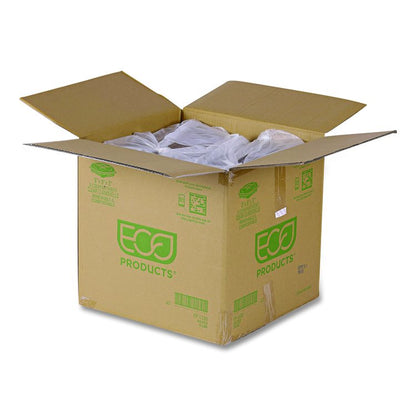 Renewable and Compostable Clear Clamshell Hinged Food Containers, 3 Compartments, 8 x 8 x 3, Plastic, 80/Pack, 2 Packs/Carton