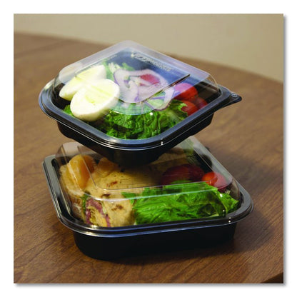 BlueStripe Premium Take-Out Containers, 6.77 x 6.6 x 2.31, Black/Clear, Base/Lid Combo, Plastic, 150/Carton