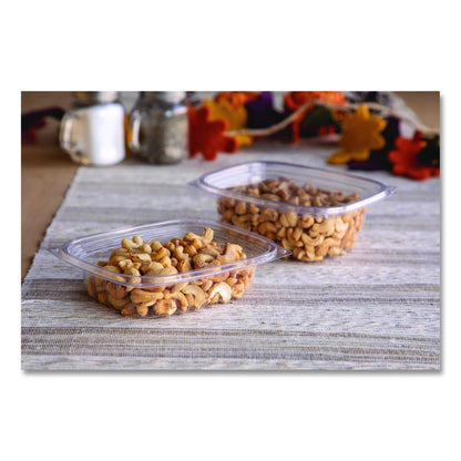 Renewable and Compostable Rectangular Deli Containers with Lid, 8 oz, 3 x 4.83 x 1.5, Clear, Plastic, 50/Pack, 4 Packs/Carton