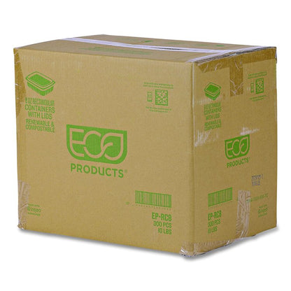 Renewable and Compostable Rectangular Deli Containers with Lid, 8 oz, 3 x 4.83 x 1.5, Clear, Plastic, 50/Pack, 4 Packs/Carton