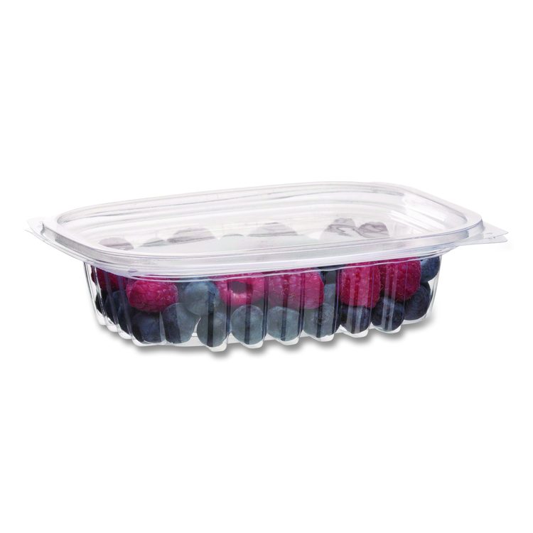 Renewable and Compostable Rectangular Deli Containers with Lid, 8 oz, 3 x 4.83 x 1.5, Clear, Plastic, 50/Pack, 4 Packs/Carton
