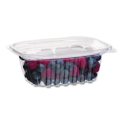 Renewable and Compostable Rectangular Deli Containers with Lid, 12 oz, 2 x 4 x 2, Clear, Plastic, 100/Pack, 3 Packs/Carton