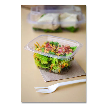 Renewable and Compostable Rectangular Deli Containers with Lid, 16 oz, 3 x 4 x 3, Clear, Plastic, 100/Pack, 3 Packs/Carton