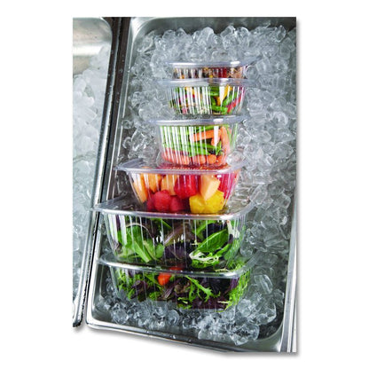 Renewable and Compostable Rectangular Deli Containers with Lid, 16 oz, 3 x 4 x 3, Clear, Plastic, 100/Pack, 3 Packs/Carton