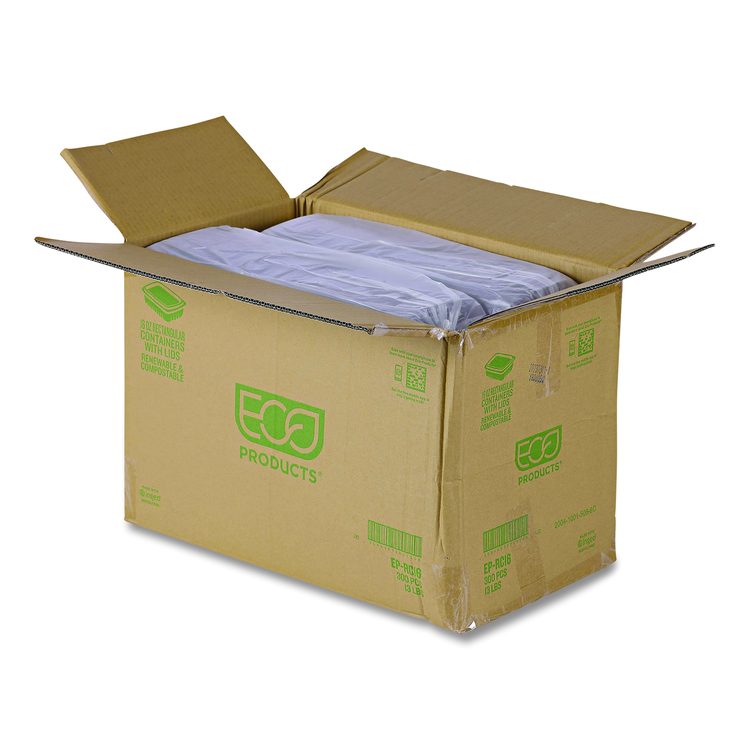 Renewable and Compostable Rectangular Deli Containers with Lid, 16 oz, 3 x 4 x 3, Clear, Plastic, 100/Pack, 3 Packs/Carton
