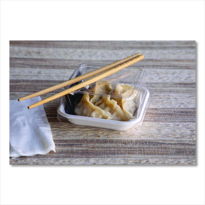 Renewable and Compostable Lids, Fits 5" Square Containers, Clear, Plastic, 50/Pack, 8 Packs/Carton